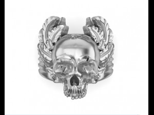 mens ring skull with feathers 3D Baskı Modeli