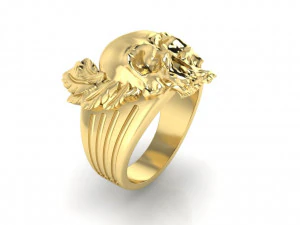 mens ring skull with feathers 3D Print Model