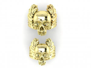 mens ring skull with feathers 3D Print Model