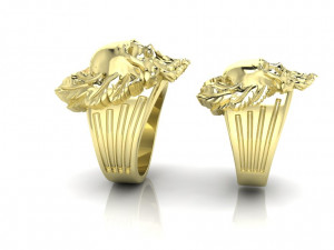 mens ring skull with feathers 3D Baskı Modeli