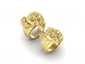 mens ring skull with feathers 3D Baskı Modeli