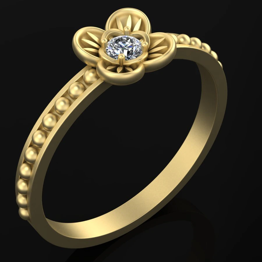 ring with gem 3D Print Model .c4d .max .obj .3ds .fbx .stl .blend 