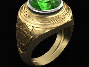mens signet ring with ethnic pattern 3D Print Model