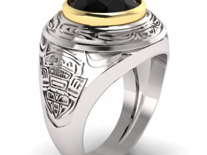 mens signet ring with ethnic pattern 3D Print Model