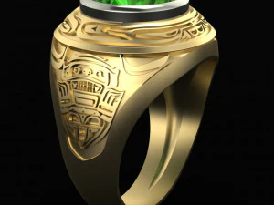 mens signet ring with ethnic pattern 3D Print Model