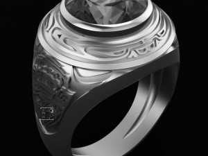 mens signet ring with ethnic pattern 3D 프린트 모델