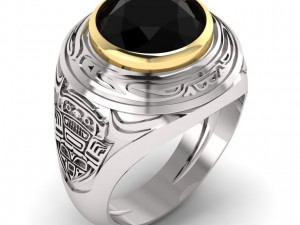 mens signet ring with ethnic pattern 3D 프린트 모델