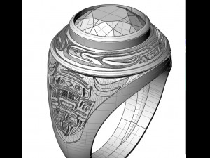 mens signet ring with ethnic pattern 3D 프린트 모델