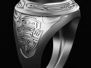 mens signet ring with ethnic pattern 3D Print Model