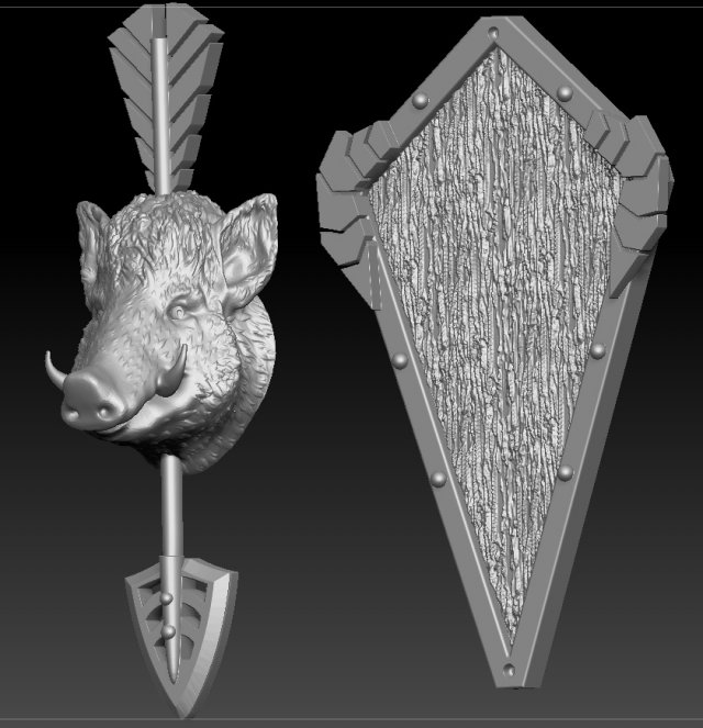 wild boar head trophy pendant 3D Print Model .c4d .max .obj .3ds .fbx .stl .blend 
