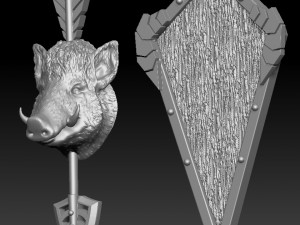 wild boar head trophy pendant 3D 프린트 모델