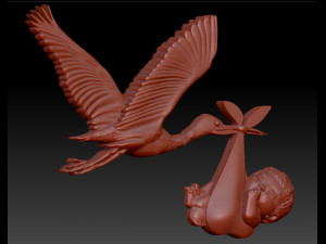 stork carries a newborn baby 3D Принт Модель