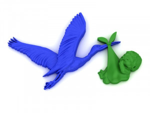 stork carries a newborn baby 3D Принт Модель