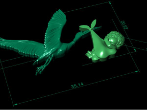 stork carries a newborn baby 3D Принт Модель