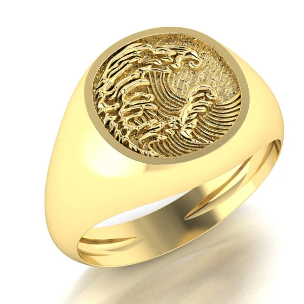 Mens signet ring ocean waves 3D Print Model .c4d .max .obj .3ds .fbx .stl .blend