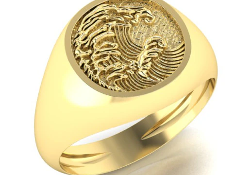 Anello con sigillo da uomo, onde dell'oceano Modello di stampa 3D