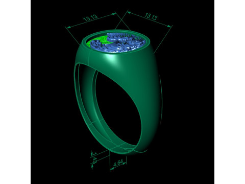 Mens signet ring ocean waves 3D Print Model