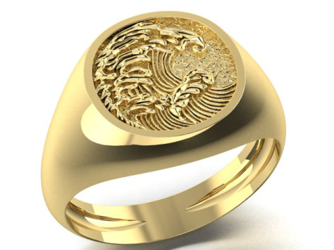 Mens signet ring ocean waves 3D Print Model