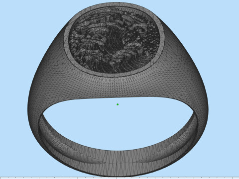 Mens signet ring ocean waves 3D Print Model