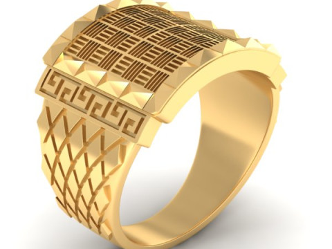 Mens signet ring with pattern 3D 프린트 모델