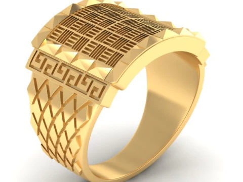 패턴이 있는 남성용 인장 반지 3D 프린트 모델