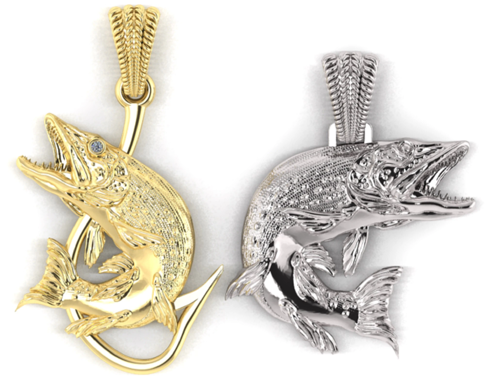 Pendant pike two options with diamond and hook 3D Print Model .c4d .max .obj .3ds .fbx .stl .blend 