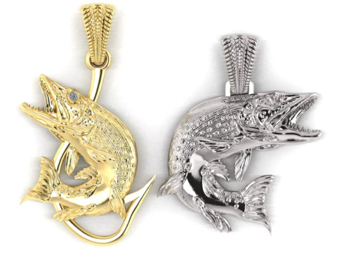 Liontin tombak dua pilihan dengan berlian dan kait Model Cetak 3D