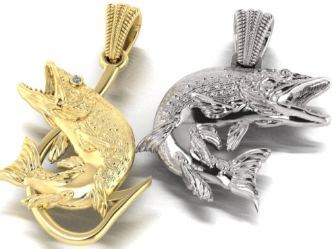 Pendant pike two options with diamond and hook 3D Print Model