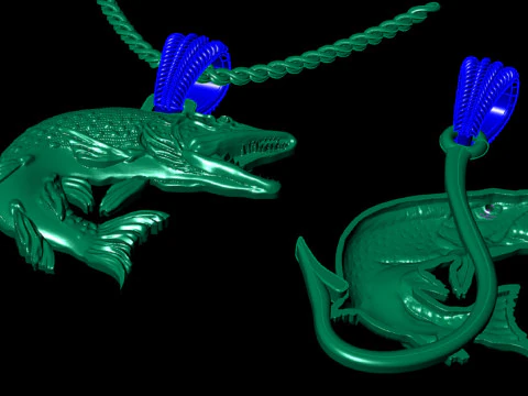 Pendant pike two options with diamond and hook 3D Print Model