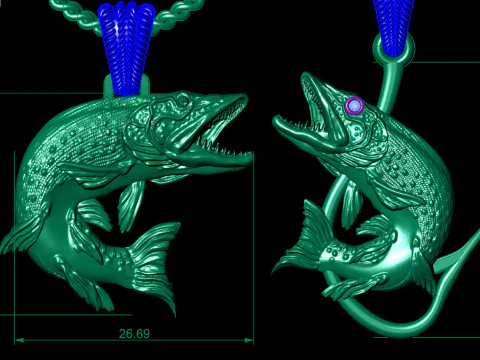 Pendant pike two options with diamond and hook 3D Print Model