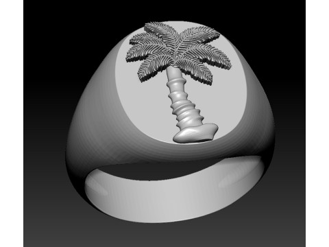 Mens Palm Tree Signet Ring 3Dプリントモデル