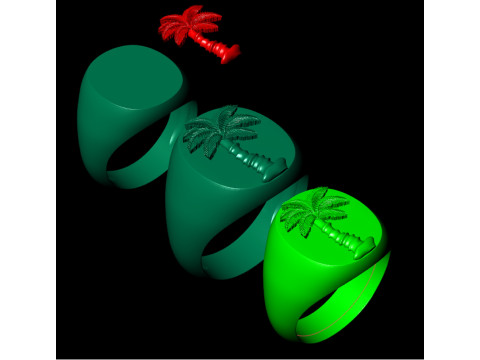 Mens Palm Tree Signet Ring 3Dプリントモデル