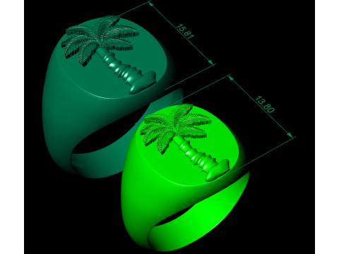 Mens Palm Tree Signet Ring 3Dプリントモデル