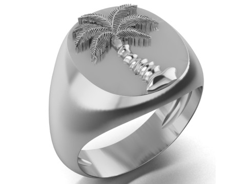 Mens Palm Tree Signet Ring 3Dプリントモデル