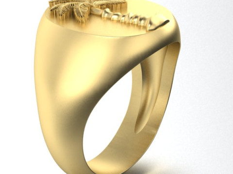 Mens Palm Tree Signet Ring 3Dプリントモデル