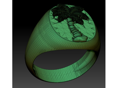 Mens Palm Tree Signet Ring 3Dプリントモデル