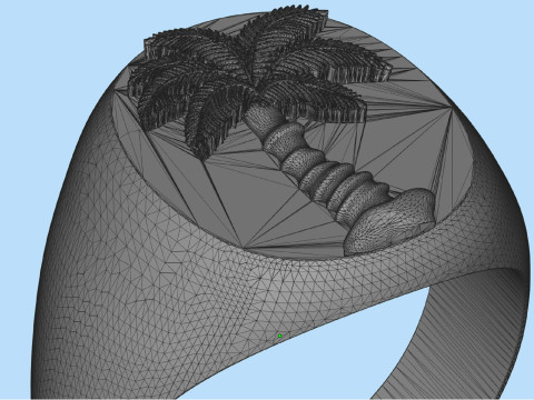 Mens Palm Tree Signet Ring 3Dプリントモデル