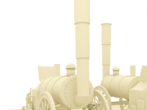 cartoon steampunk locomotive inspired by stephenson s rocket 3D Model