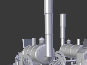 cartoon steampunk locomotive inspired by stephenson s rocket 3D Model