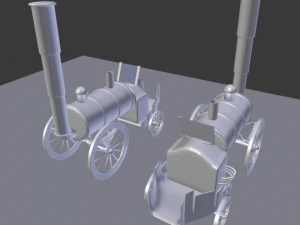 cartoon steampunk locomotive inspired by stephenson s rocket 3D Model