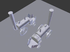 cartoon steampunk locomotive inspired by stephenson s rocket 3D Model