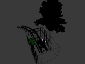 steam cartoon locomotive in a glazed garage Model 3D