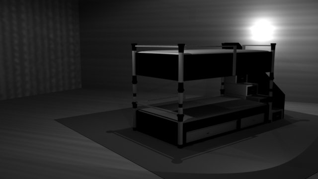 bunk bed black and withe 3D Model .c4d .max .obj .3ds .fbx .stl .blend 