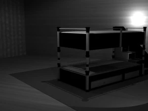 Etagenbett schwarz und wei&szlig; 3D Modell