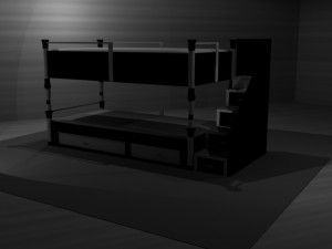 bunk bed black and withe 3D Model