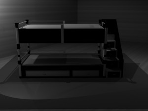 bunk bed black and withe 3D Model