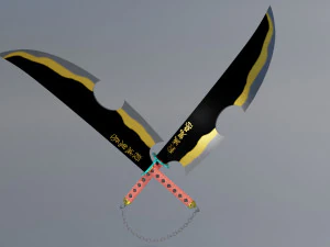 Тенген Узуи с двумя клинками Ничирин Убийца Демонов 3D Модель