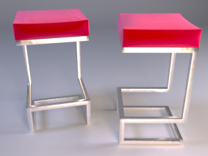 bar stool velvet 3D 모델