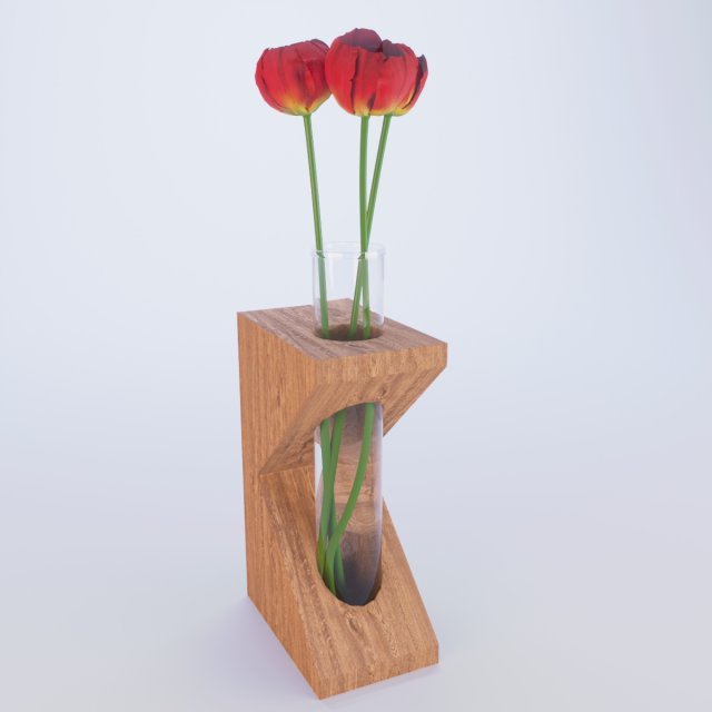 vase with tulips 3D Model .c4d .max .obj .3ds .fbx .stl .blend 