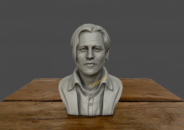 3d sculpture of johnny depp 3d printable model 3d print model 3D Принт Модель .c4d .max .obj .3ds .fbx .stl .blend 